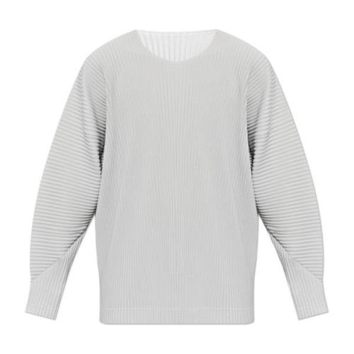 Issey Miyake Veckad långärmad t-shirt av Homme Plisse Gray, Herr