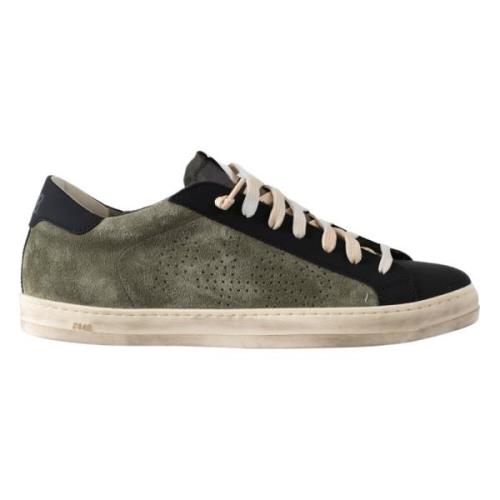 P448 Gröna Lädersneakers med Svarta Detaljer Green, Herr