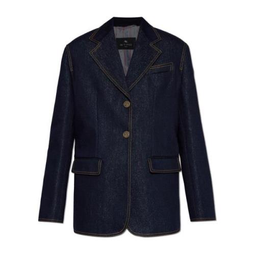 Etro Löst sittande denimblazer Blue, Dam