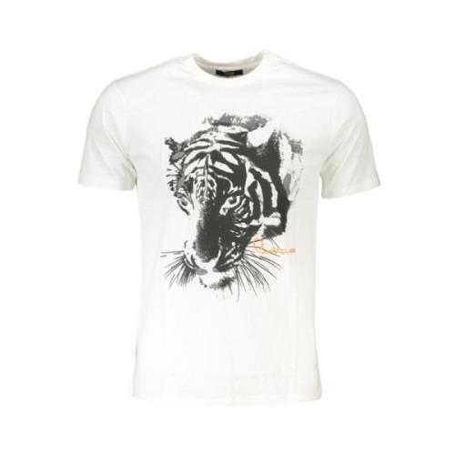 Cavalli Class Tryckt Logotyp Rund Hals T-shirt White, Herr