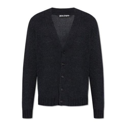 Palm Angels Cardigan med logotyp Gray, Herr