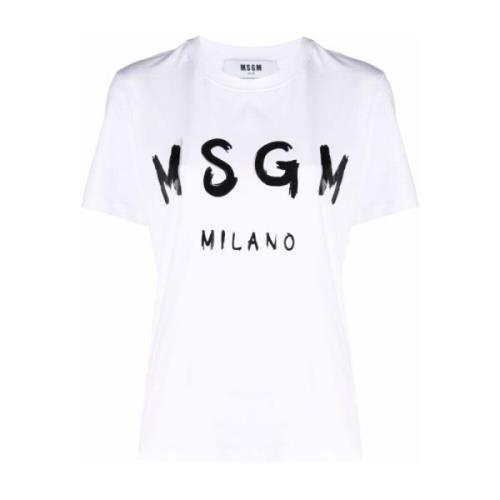 Msgm Vit Optisk T-shirt White, Dam