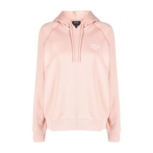 A.p.c. Serena Logo Broderad Hoodie Pink, Dam