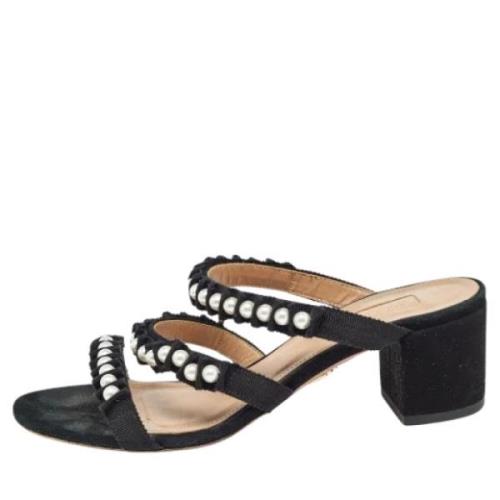 Aquazzura Pre-owned Pre-owned Canvas sandaler Black, Dam