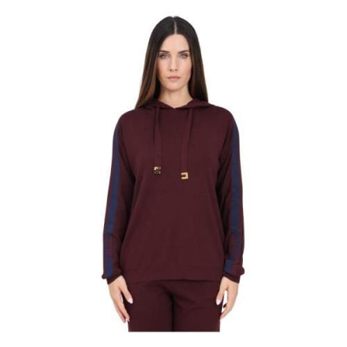 Elisabetta Franchi Bordeaux Hoodie Casual Höst/Vinter Brown, Dam