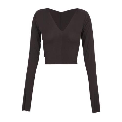 Cortana V-ringad Cupro Stretch Top Black, Dam