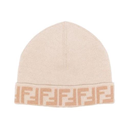 Fendi Vändbar Junior Beanie i Beige Camel Beige, Unisex