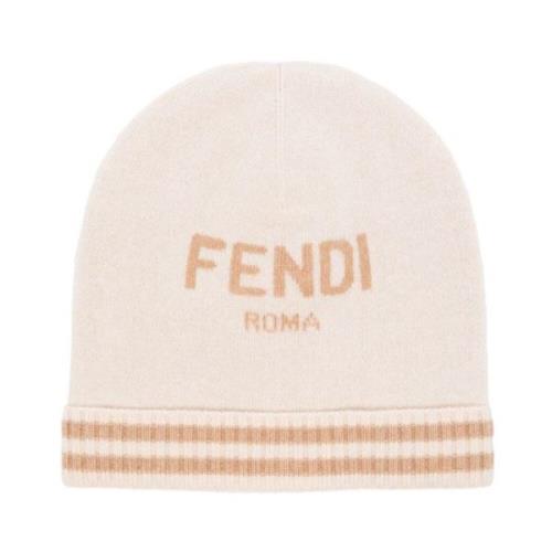 Fendi Roma Linen Beanie Beige, Unisex