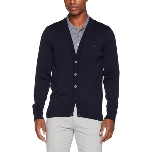 Lacoste Blå Ull Cardigan Tröja Blue, Herr