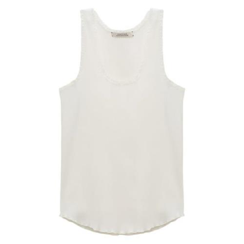 Dorothee Schumacher Ribbad Tanktop med Spetsdetaljer White, Dam