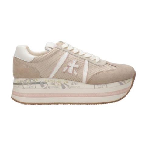 Premiata Python-effekt Läder Sneakers Beige Beige, Dam