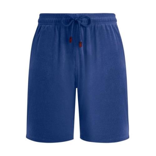 Vilebrequin Solid Bermuda Shorts Elastisk Midja Blue, Herr