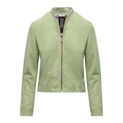 BomBoogie Leather Jackets Green, Dam