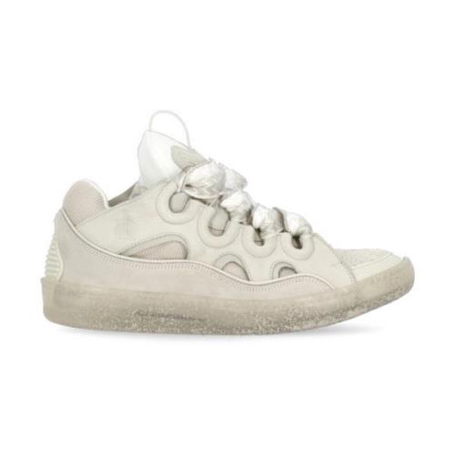 Lanvin Ivory Läder Sneakers med Techinsatser Beige, Herr