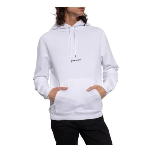 Saint Laurent Hoodie med logotryck White, Herr