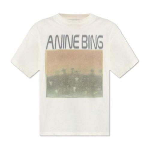 Anine Bing T-shirt med färgglatt tryck White, Dam