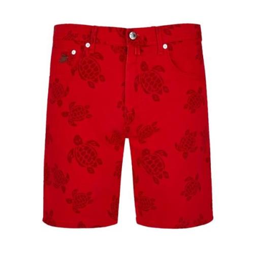 Vilebrequin Herr Bermuda Shorts med 5 Fickor Red, Herr