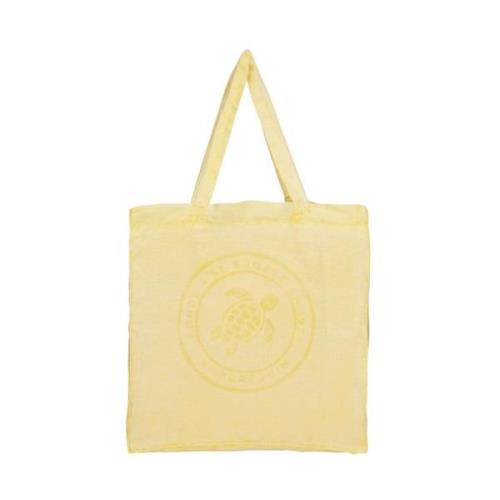 Vilebrequin Sköldpadda Linne Tote Bag Mineral Färger Yellow, Unisex