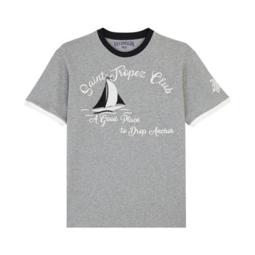 Vilebrequin Bomull Sail T-shirt med Rund Hals Gray, Herr