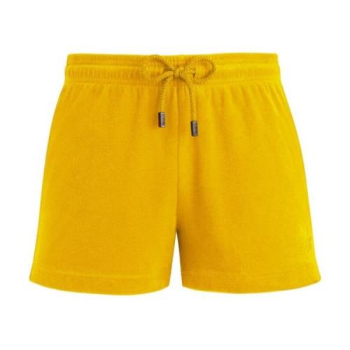 Vilebrequin Solida Terry Shorts med Sköldpaddsbroderi Yellow, Dam