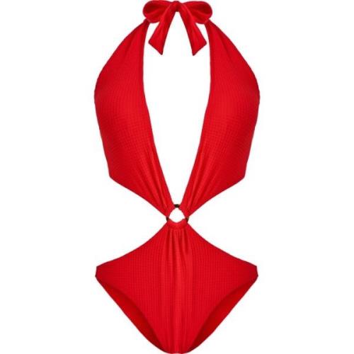 Vilebrequin Jacquard Vichy Trikini Baddräkt för Damer Red, Dam