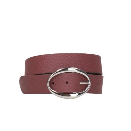 Orciani Grained Leather Reversible Belt with Oval Buckle Brown, Dam