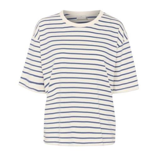 Kaffe Randig T-shirt med halv ärm Blue, Dam