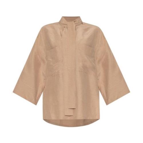 By Malene Birger Blus med rosett och fickor Beige, Dam