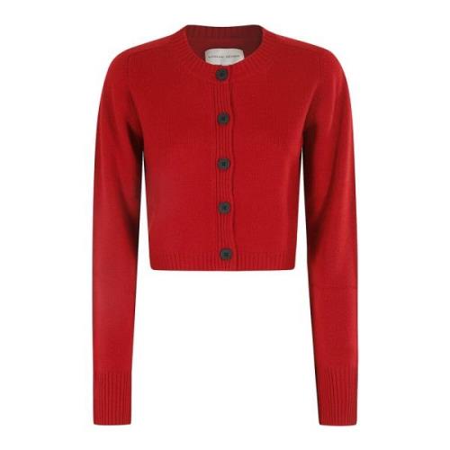 Loulou Studio Stilfull Stickad Cardigan för Kvinnor Red, Dam