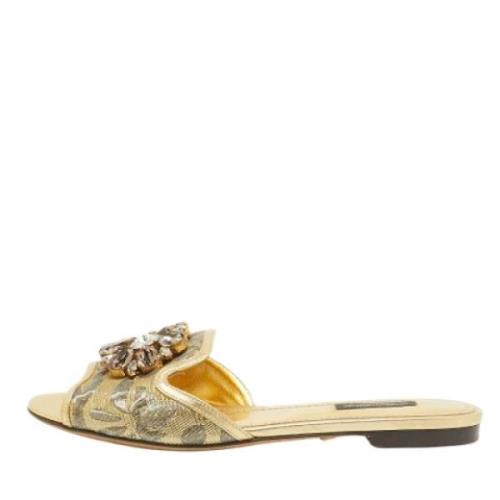 Dolce & Gabbana Pre-owned Pre-owned Laeder sandaler Yellow, Dam