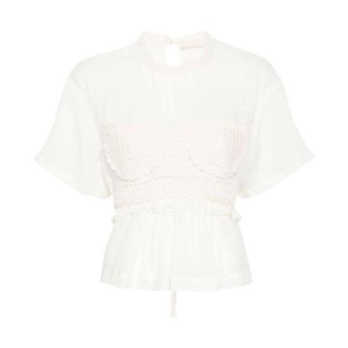 Ulla Johnson Vit Topplagg för Kvinnor Aw24 White, Dam