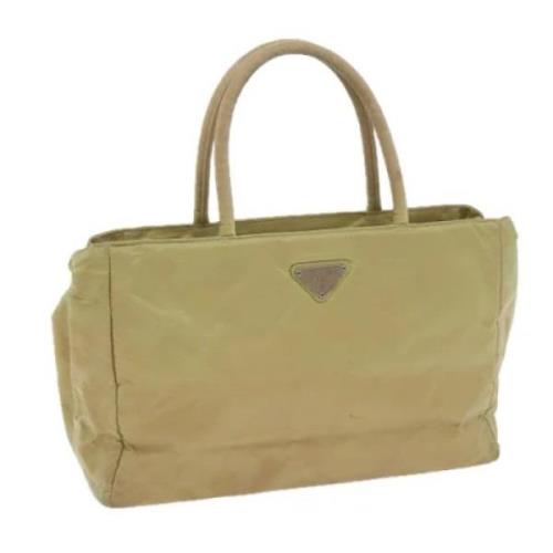 Prada Vintage Pre-owned Nylon handvskor Beige, Dam