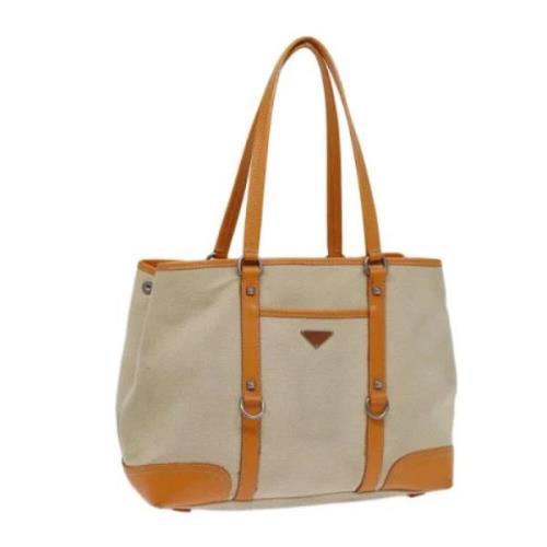 Prada Vintage Pre-owned Canvas totevskor Beige, Dam