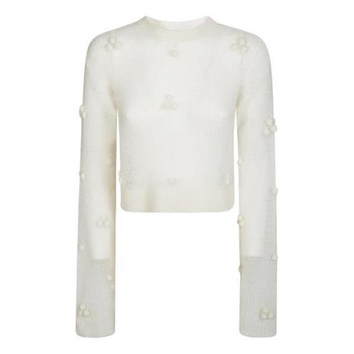 Rotate Birger Christensen Lätt Crewneck Tröja White, Dam