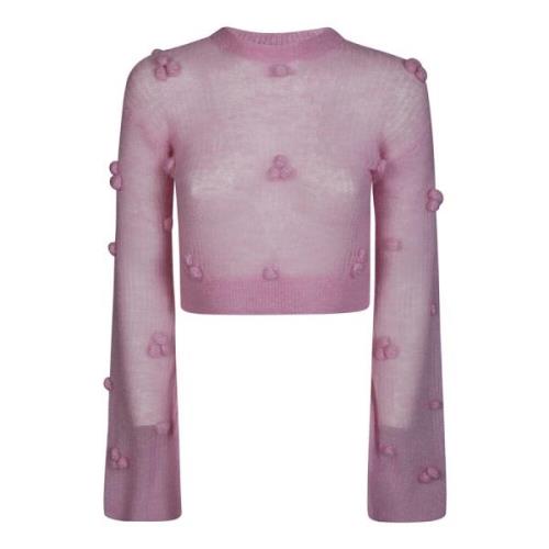 Rotate Birger Christensen Lätt Crewneck Topp Pink, Dam