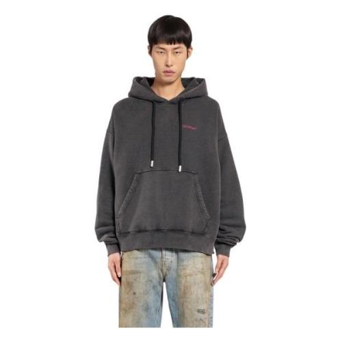 Off White Vintage Skate Hoodie med Bacchus Grafik Black, Herr