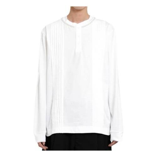 Simone Rocha Vit Beaded Henley Skjorta White, Herr