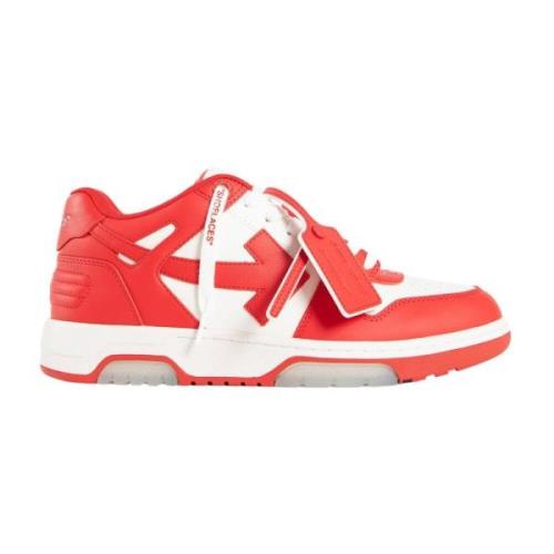 Off White Multifärgade Lädersneakers med Pilpatch Red, Herr