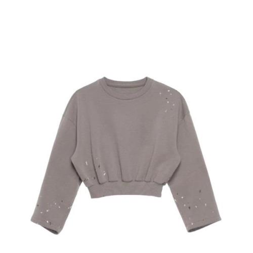 MM6 Maison Margiela Signatur Cropped Sweatshirt Gray, Dam