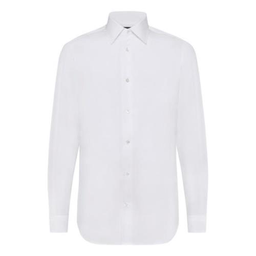 Boggi Milano Regular Fit Bomull Twill Skjorta White, Herr