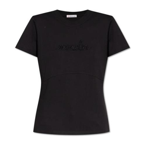 Moncler T-shirt med logotyp Black, Dam