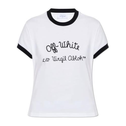 Off White T-shirt med logotyp White, Dam