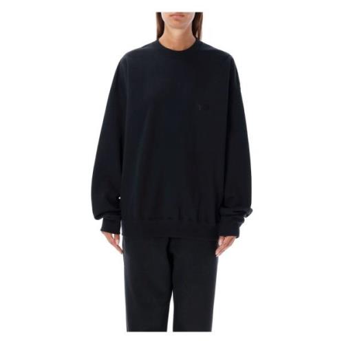 Y-3 Svart Logo Crewneck Stickat Aw24 Black, Dam