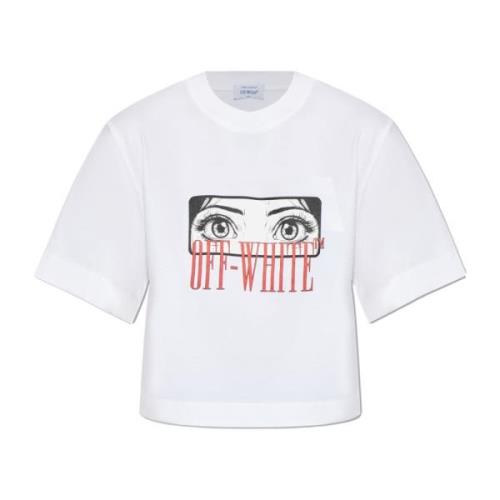 Off White T-shirt med tryck White, Dam