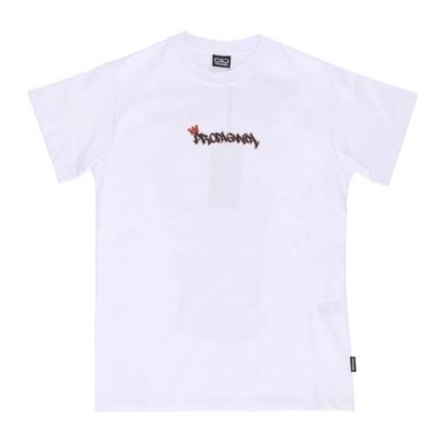 Propaganda Vit Crew Neck T-shirt Broderad Logo White, Herr