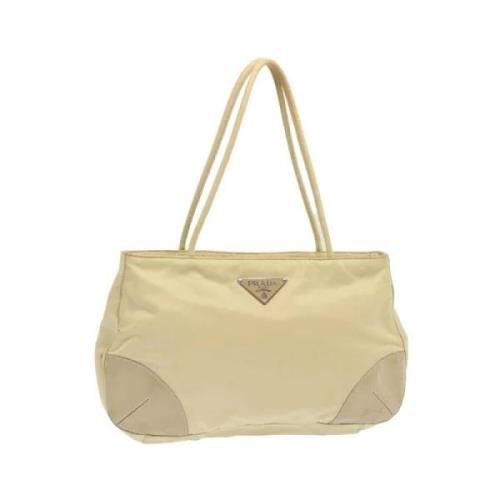 Prada Vintage Pre-owned Nylon handvskor Beige, Dam