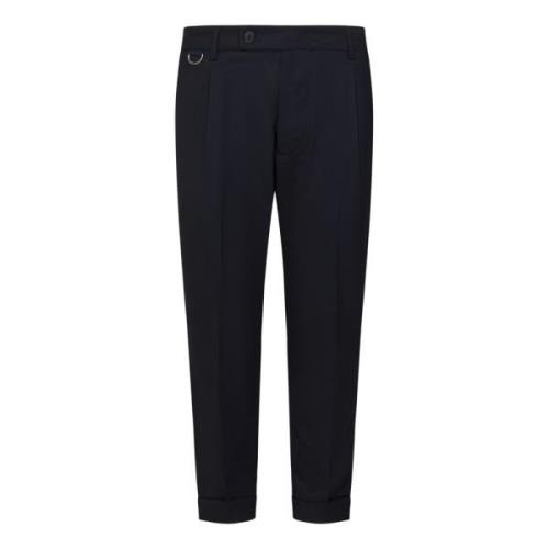 Low Brand Blå Ull Slim-Fit Byxor Blue, Herr