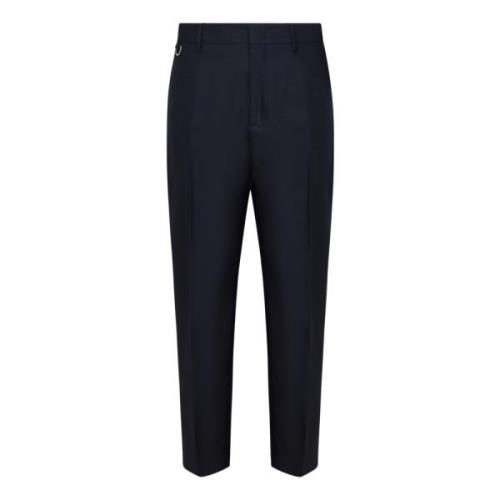 Low Brand Blå Tapered Leg Ullblandade Byxor Blue, Herr