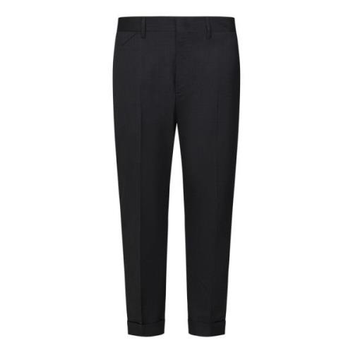 Low Brand Slim Fit Cropped Trousers in Grey Black, Herr