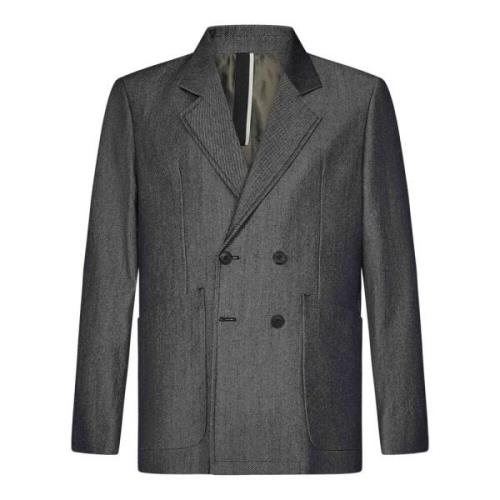 Low Brand Grå Ull Denim Blazer Aw24 Gray, Herr